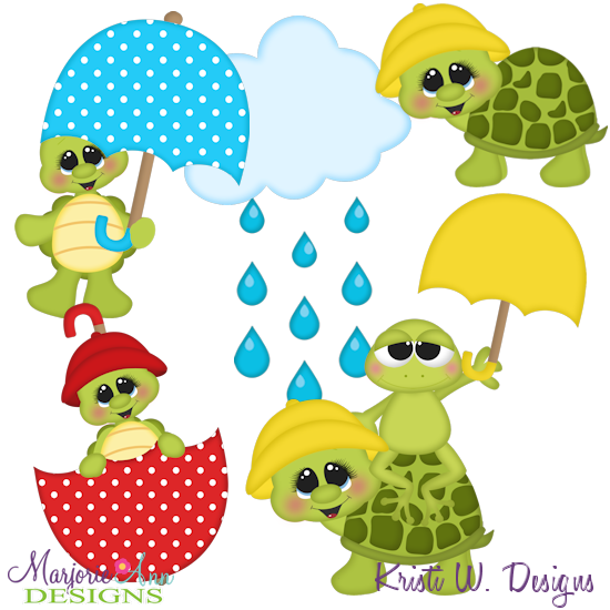Rainy Day Turtles SVG Cutting Files Includes Clipart - Click Image to Close